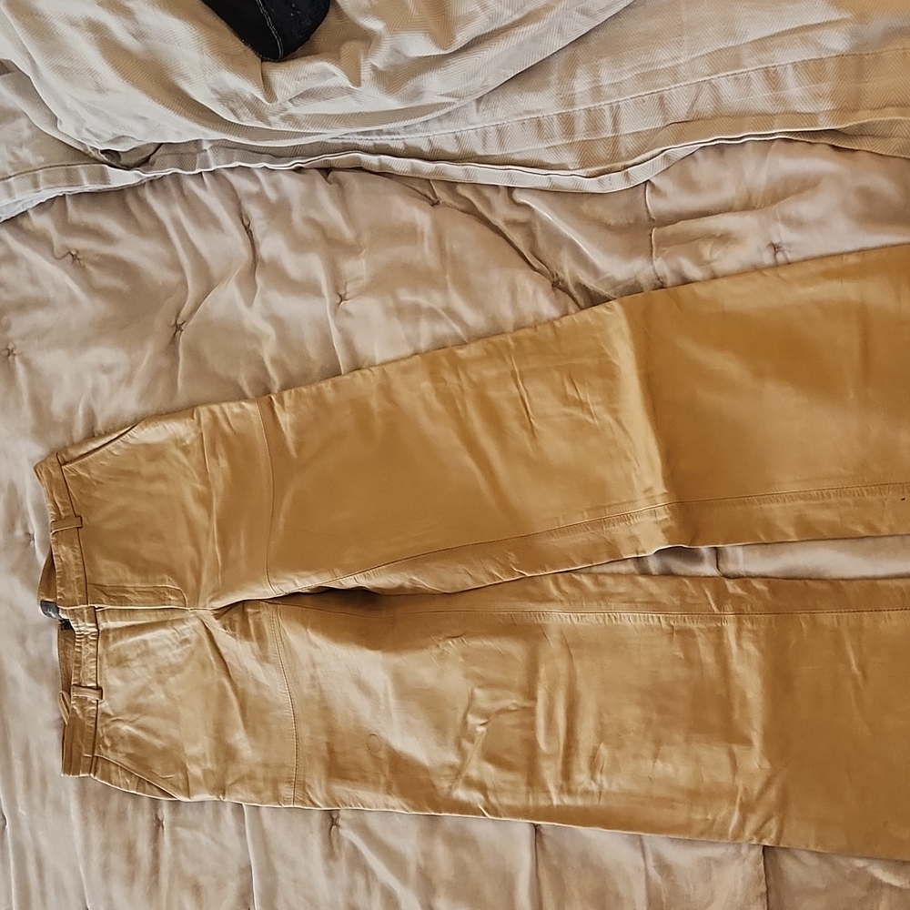 Tan leather pants